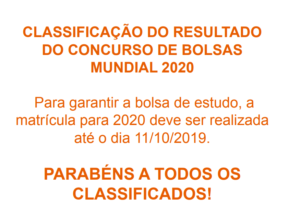 CLASSIFICAÇÃO DO RESULTADO DO CONCURSO DE BOLSAS MUNDIAL 2020