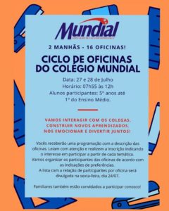 CICLO DE OFICINAS – COLÉGIO MUNDIAL