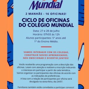 CICLO DE OFICINAS – COLÉGIO MUNDIAL